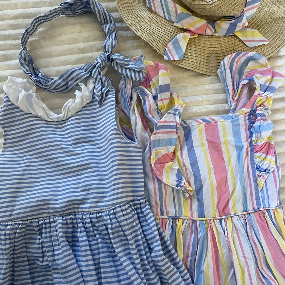 Girls Tommy Bahama Easter Dresses size 5T with matching hat and headband. EASTER